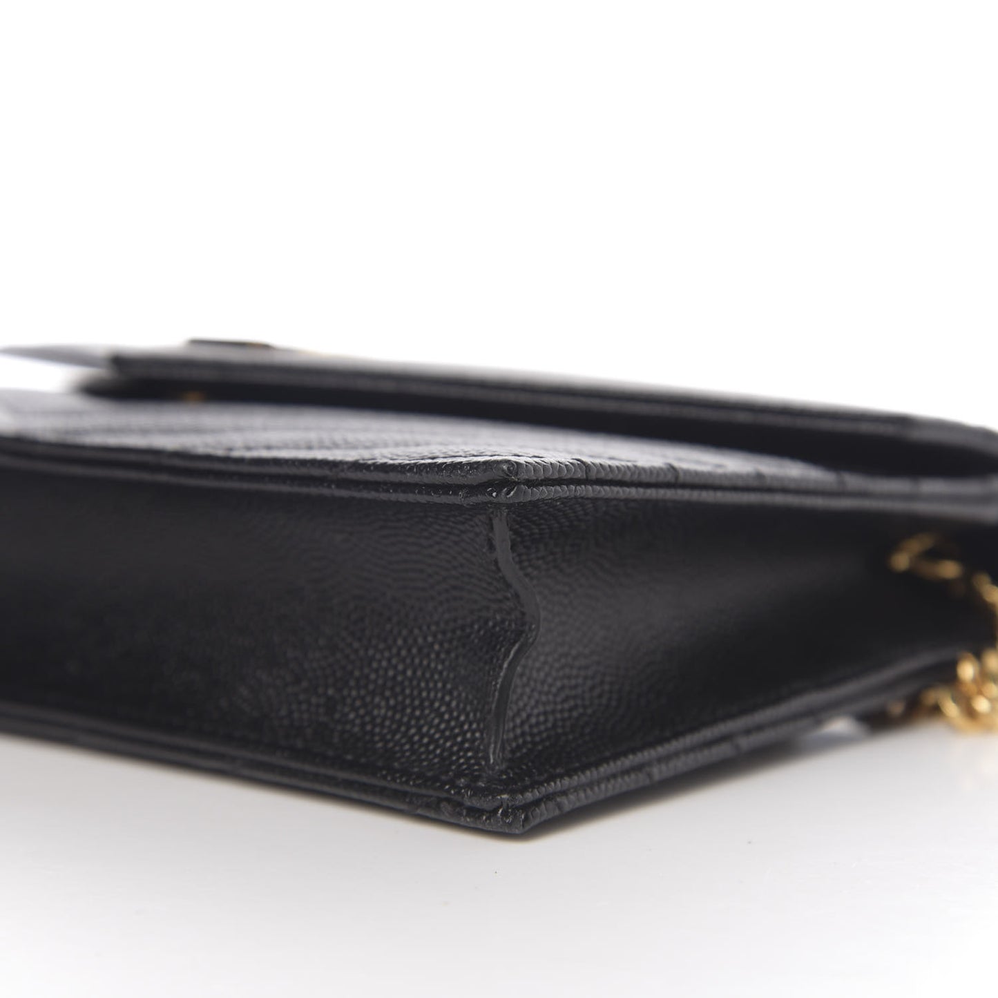 Grain De Poudre Matelasse Chevron Monogram Envelope Chain Wallet Black