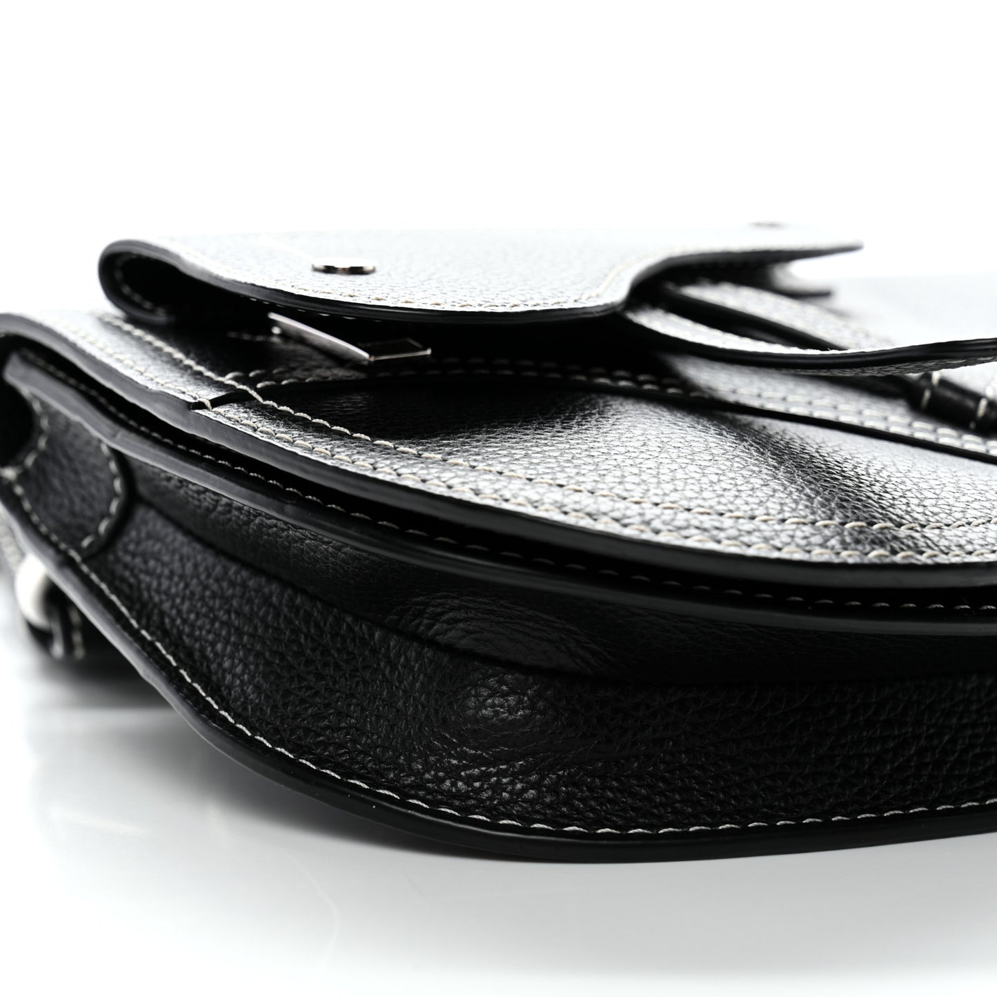 X KAWS Grained Calfskin Saddle Pouch Black