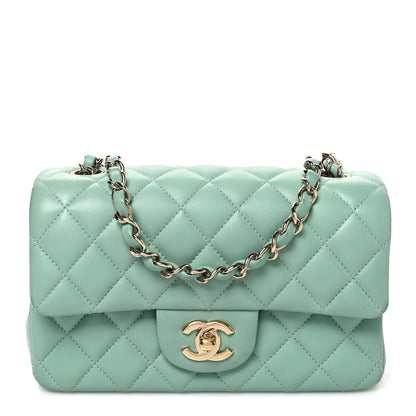 Chanel Lambskin Quilted Mini Rectangular Flap Light Green 1 of 10