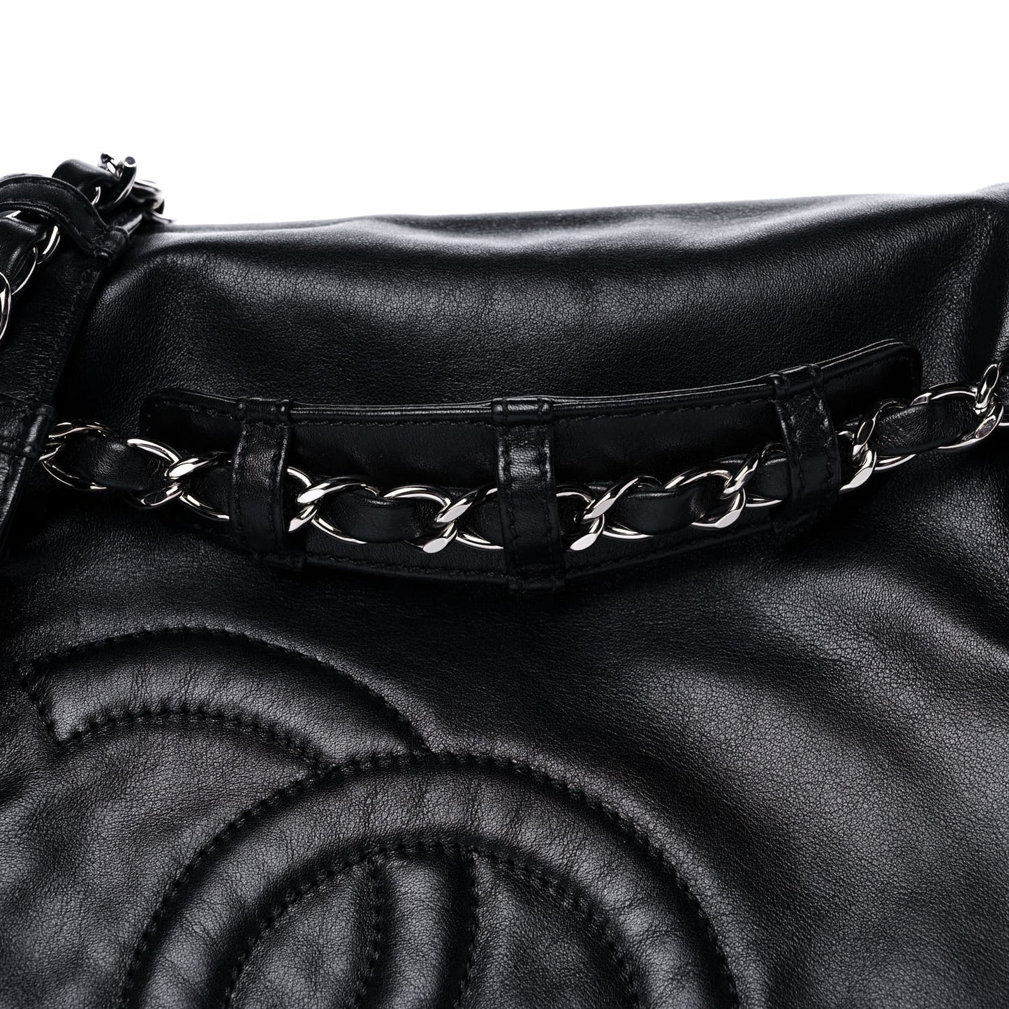 Calfskin CC Accordion Flap Black