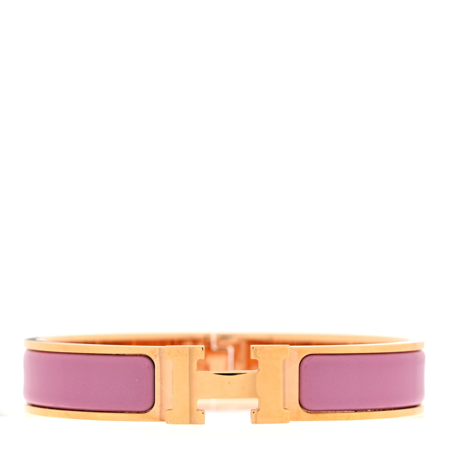 Hermes Enamel Narrow Clic Clac H Bracelet GM Rose Delirium 1 of 5