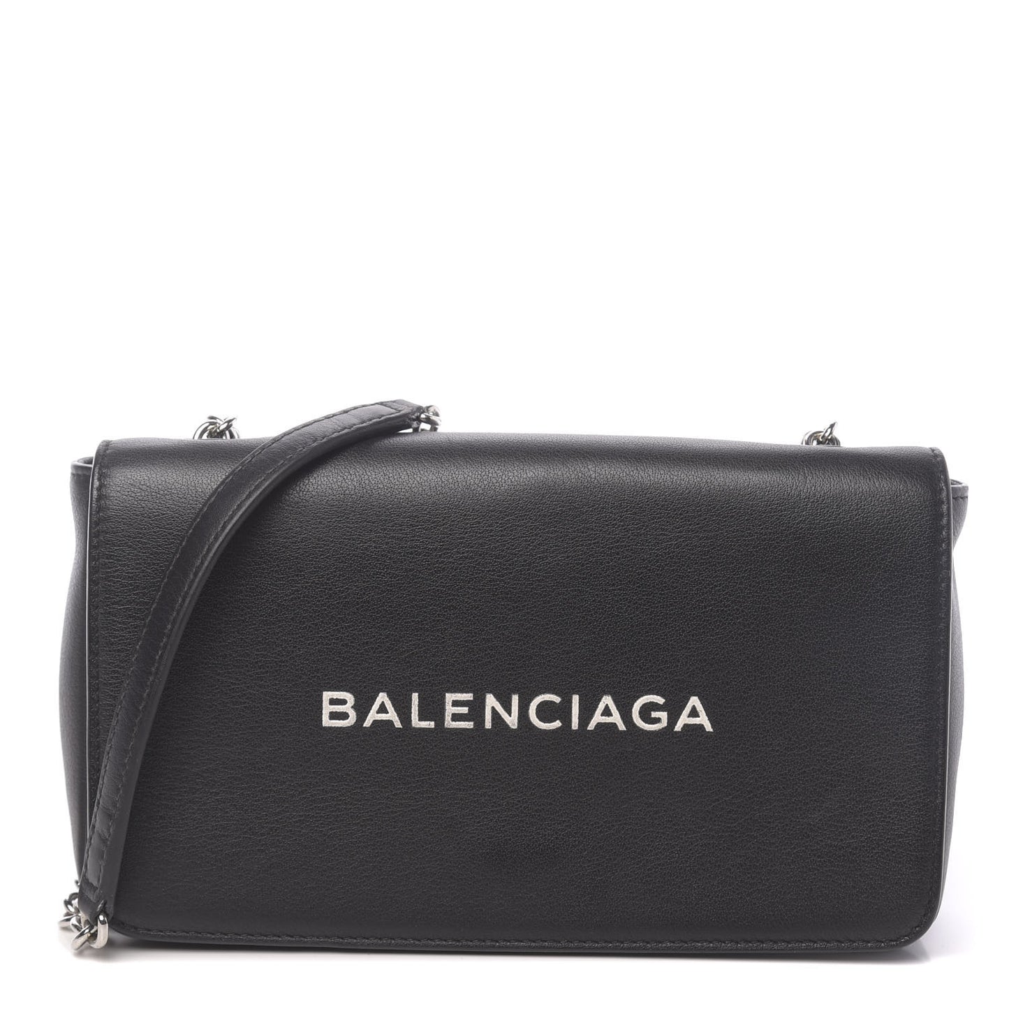 Pebbled Calfskin Everyday Chain Wallet Black