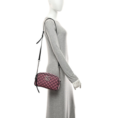 Gucci Monogram Multicolor Matelasse Diagonal Small GG Marmont Chain Shoulder Bag Pink Blue 2 of 11