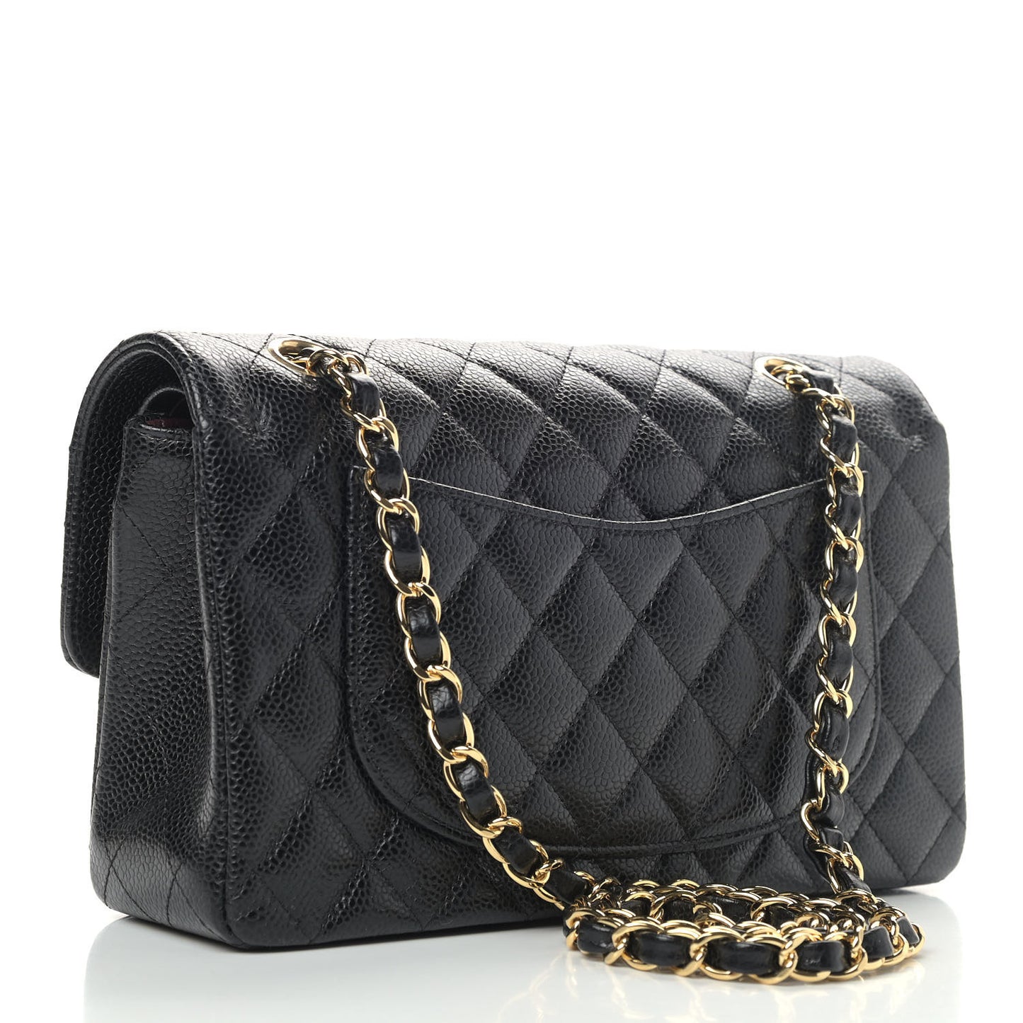 Caviar Quilted Small Double Flap Black