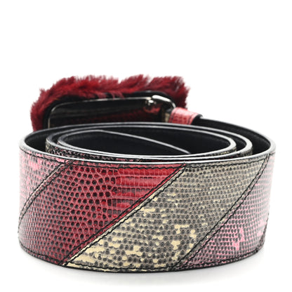 Prada Snakeskin Fur Belt 80 32 Cherry Bego 2 of 6