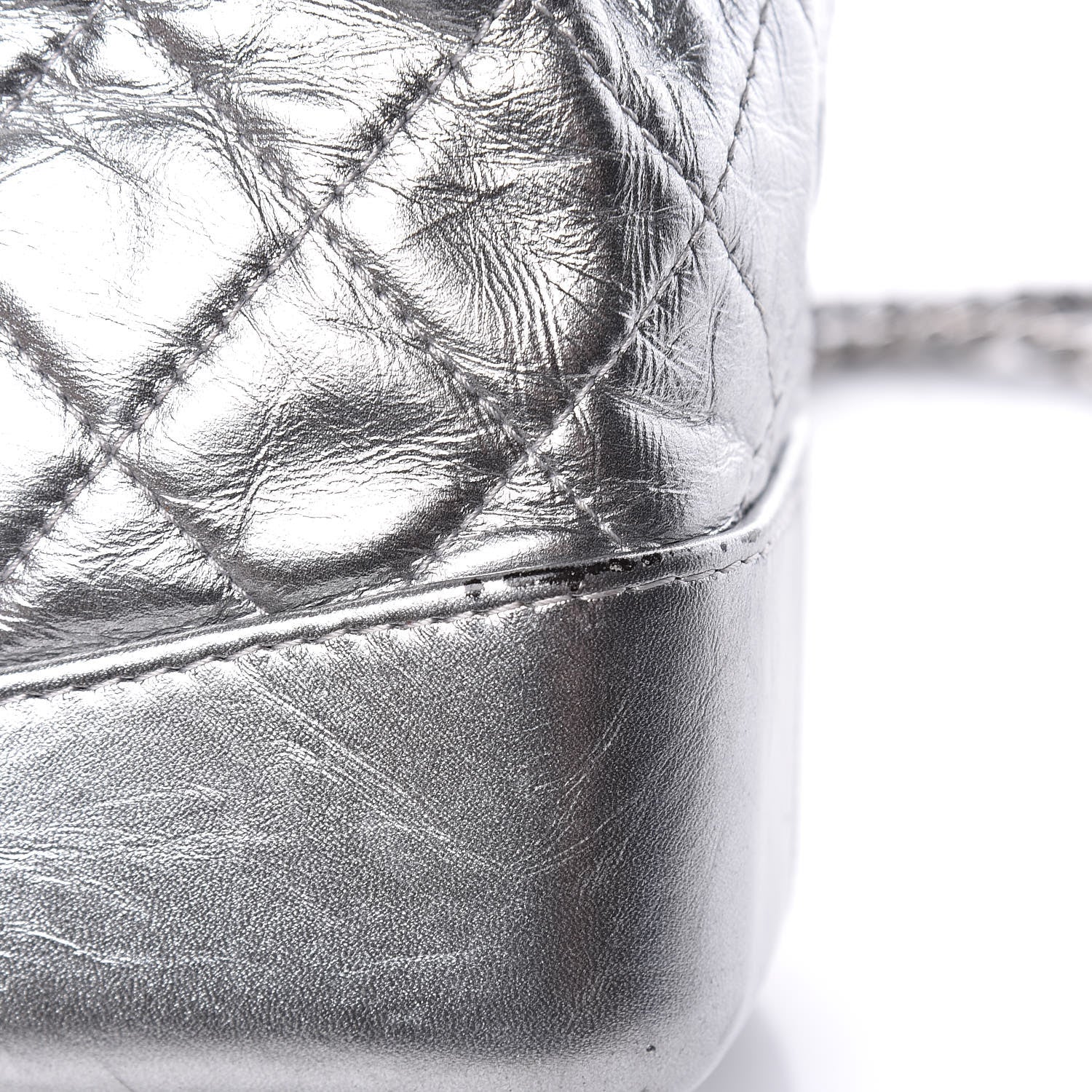 Chanel Metallic Crumpled Calfskin Quilted Gabrielle Backpack Silver 16 of 17