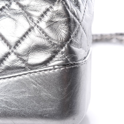 Chanel Metallic Crumpled Calfskin Quilted Gabrielle Backpack Silver 16 of 17