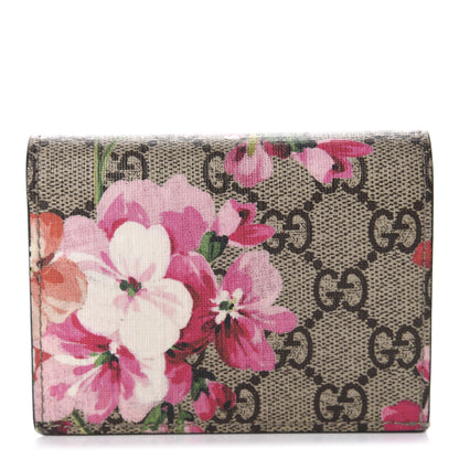 Gucci GG Supreme Monogram Blooms Card Case Beige Multicolor Dry Rose 1 of 7