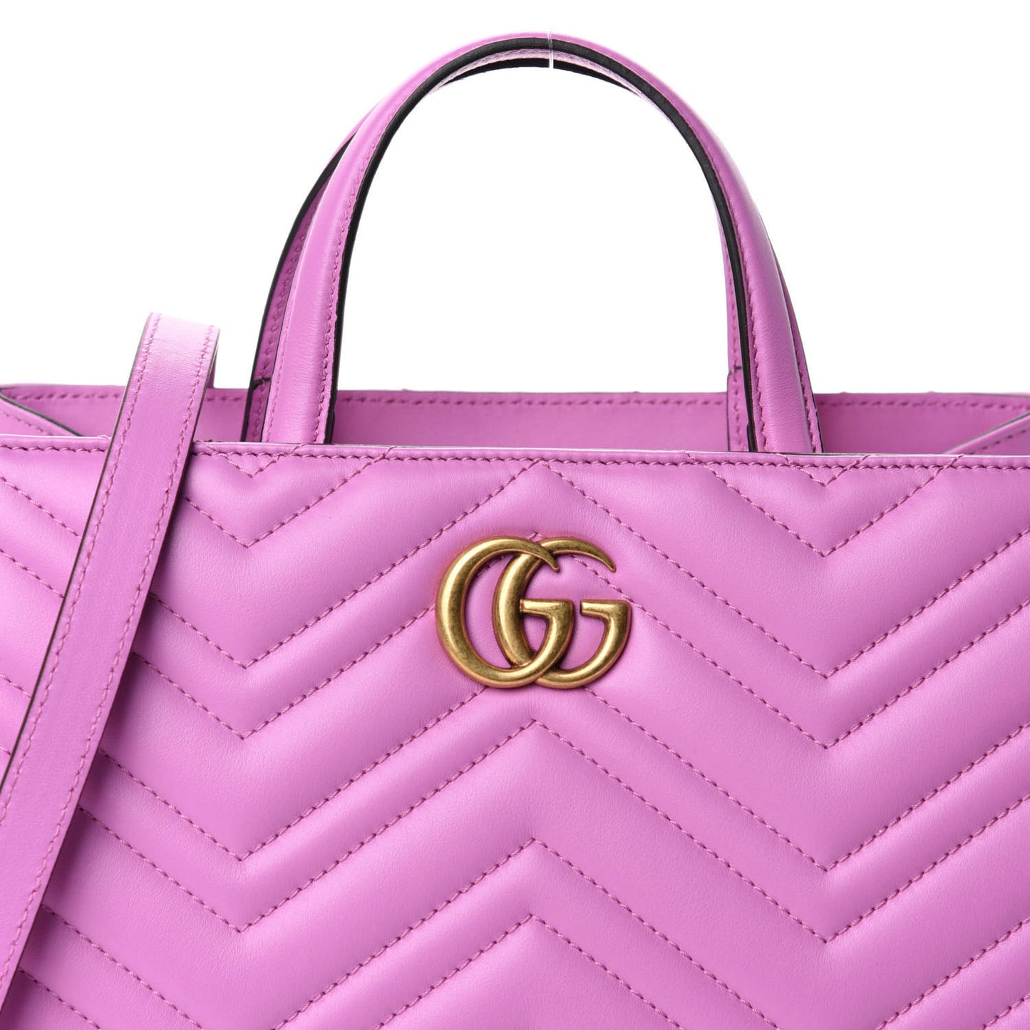 Calfskin Matelasse Small GG Marmont Tote Candy Mousse
