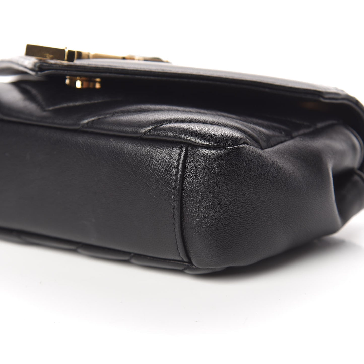 Calfskin Matelasse Chevron Classic Monogram Baby Chain Bag Black