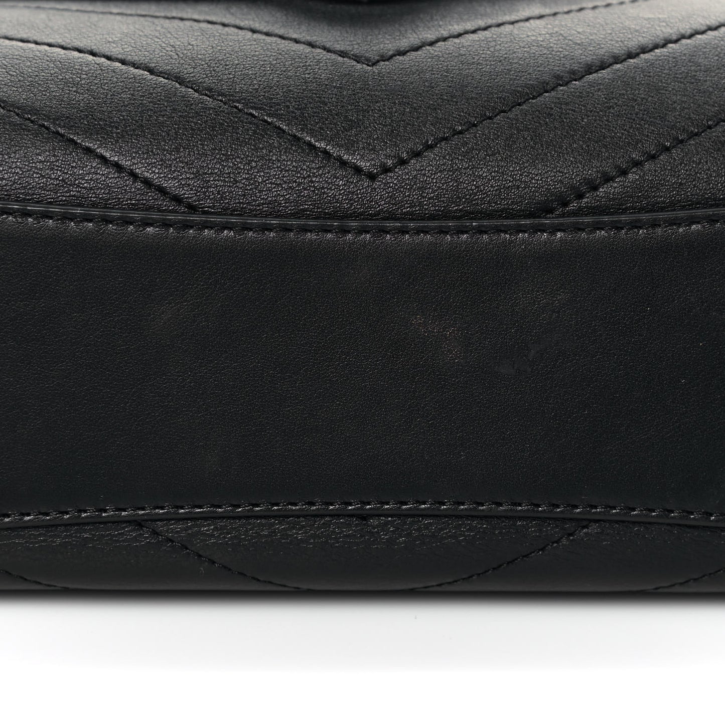 Calfskin Chevron Stitched Medium Coco Flap Bag Black