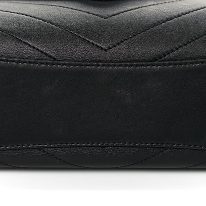 Chanel Calfskin Chevron Stitched Medium Coco Flap Bag Black 16 of 17