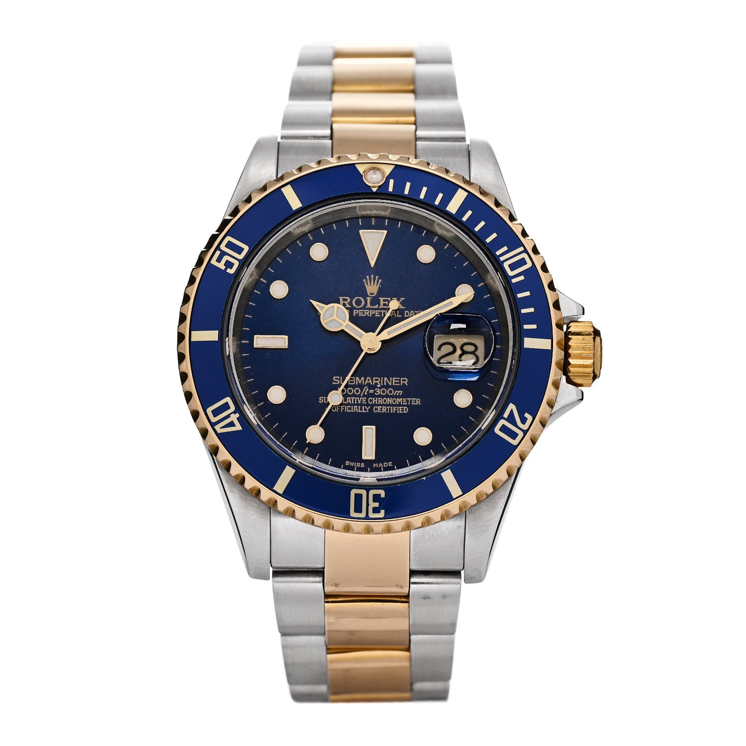 Rolex Stainless Steel 18K Yellow Gold 40mm Submariner Date Watch Royal Blue 16613 1 of 4