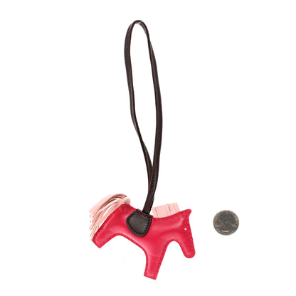 Hermes Milo Lambskin Grigri Rodeo Horse Bag Charm PM Rose Sakura Framboise Rouge Sellier 2 of 4