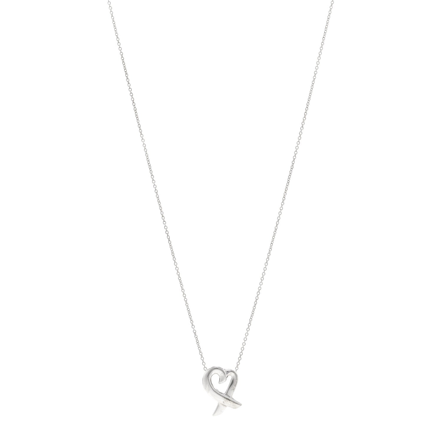 Tiffany Sterling Silver Small Paloma Picasso Loving Heart Pendant Necklace 1 of 5