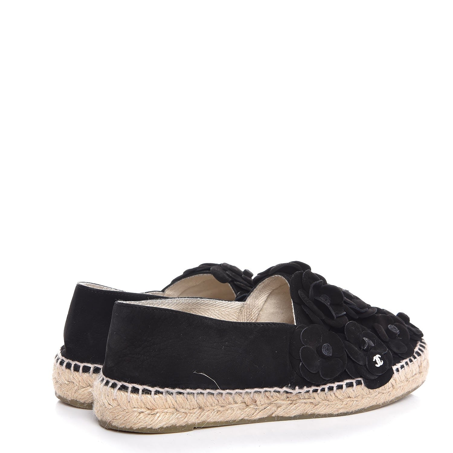 Chanel Suede Camellia CC Espadrilles 38 Black 4 of 11