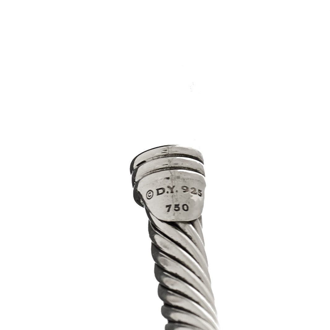 David Yurman Sterling Silver 18K Yellow Gold 4mm X Station Cable Bracelet 3 of 3