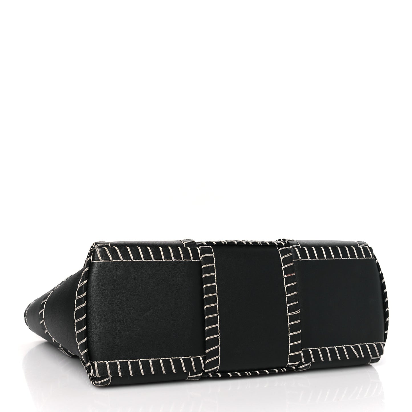Nappa Maxi Intrecciato Overlock Stitched Small Arco Tote Black Silver