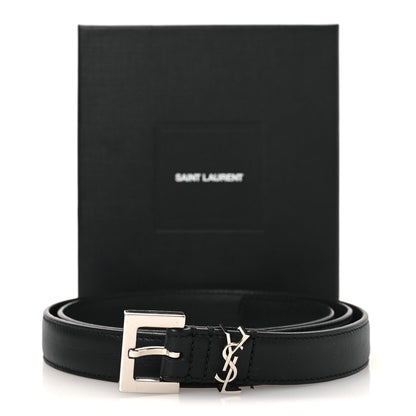 Saint Laurent Smooth Calfskin Monogram Square Buckle Belt 80 32 Black 8 of 8