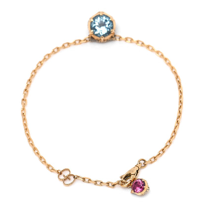 Gucci 18K Yellow Gold Diamond Pink Tourmaline Aquamarine Le Marche des Merveilles Feline Bracelet 3 of 5
