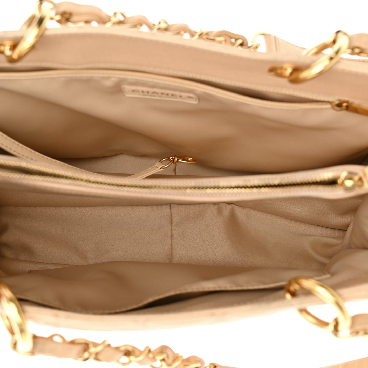 Caviar Quilted Grand Shopping Tote GST Beige Clair