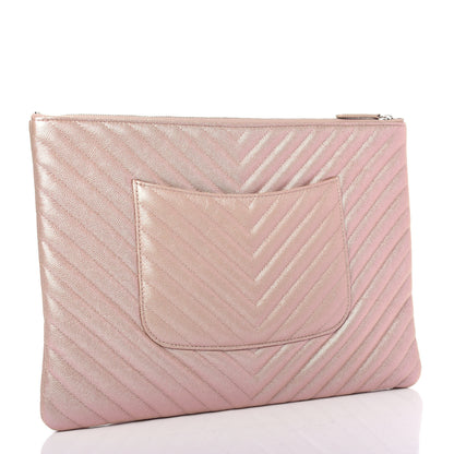 Chanel Iridescent Caviar Chevron Quilted Medium Cosmetic Case Light Gold 3 of 7