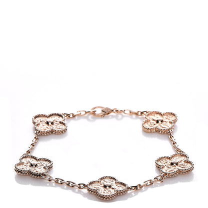 Van Cleef & Arpels 18K Rose Gold 5 Motifs Vintage Alhambra Bracelet 1 of 4