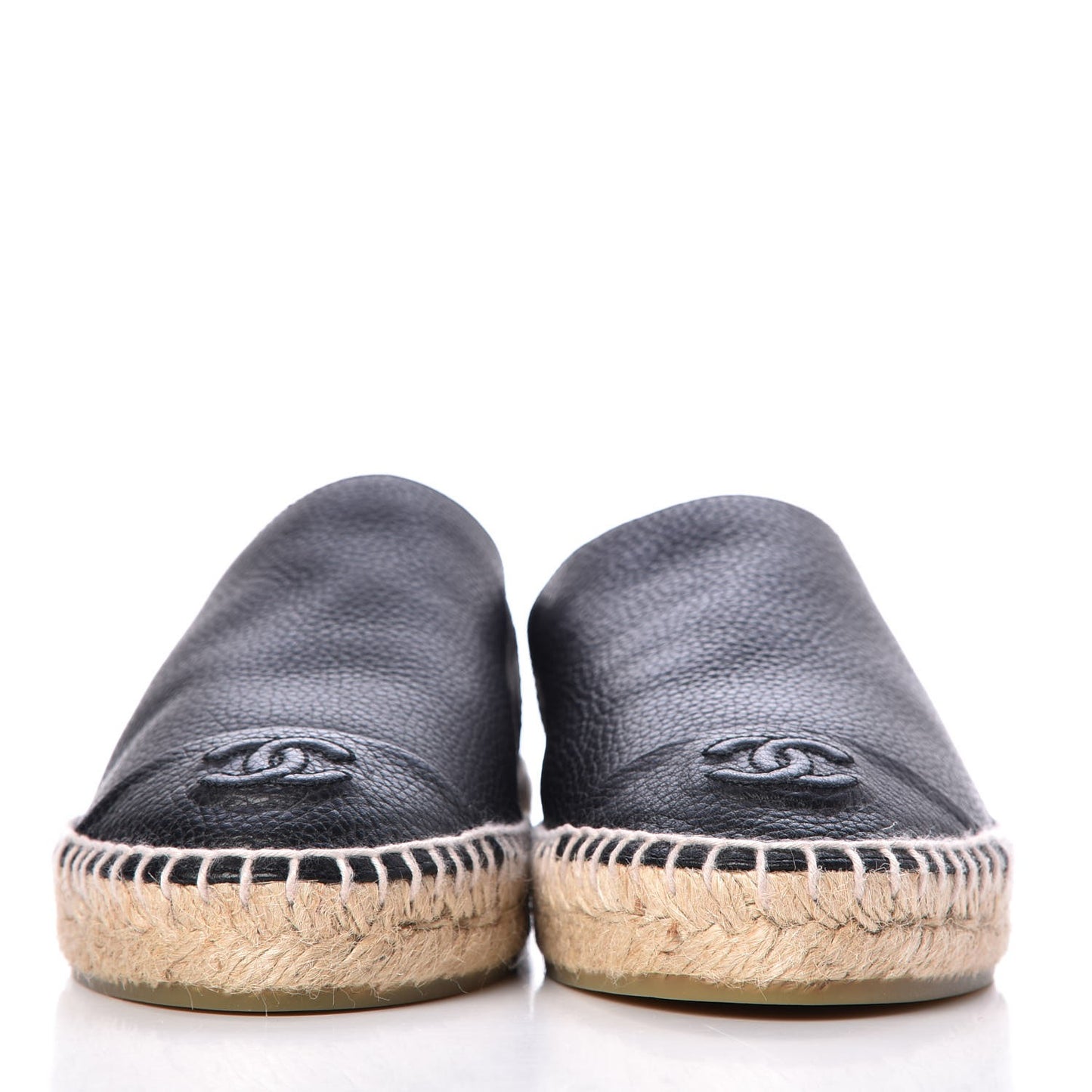 Grained Calfskin CC Espadrilles 39 Black