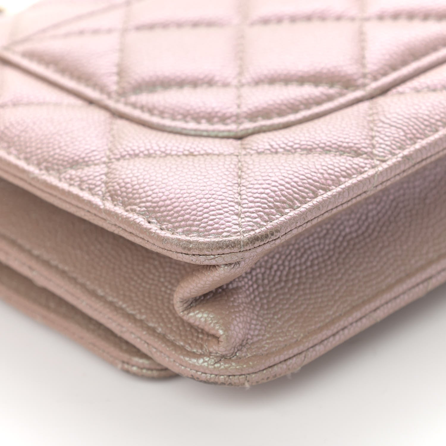 Chanel Iridescent Caviar Quilted Wallet On Chain WOC Beige 13 of 23
