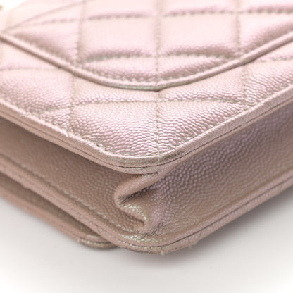 Chanel Iridescent Caviar Quilted Wallet On Chain WOC Beige 13 of 23