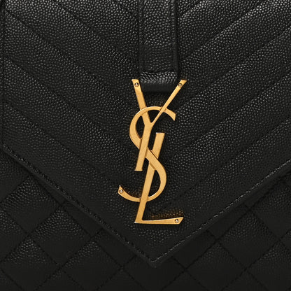 Saint Laurent Grain De Poudre Textured Mixed Matelasse Triquilt Medium Monogram Satchel Black 8 of 10