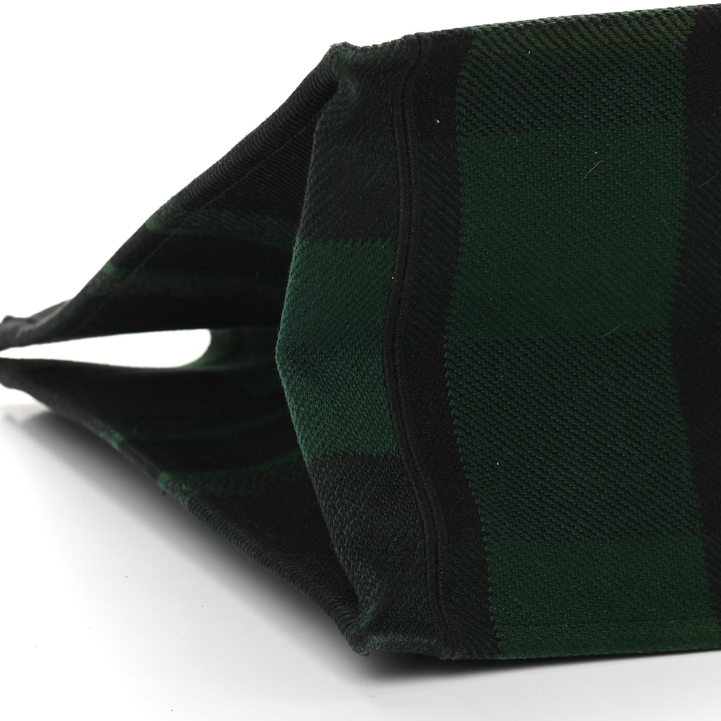 Canvas Embroidered Checkered Book Tote Black Green