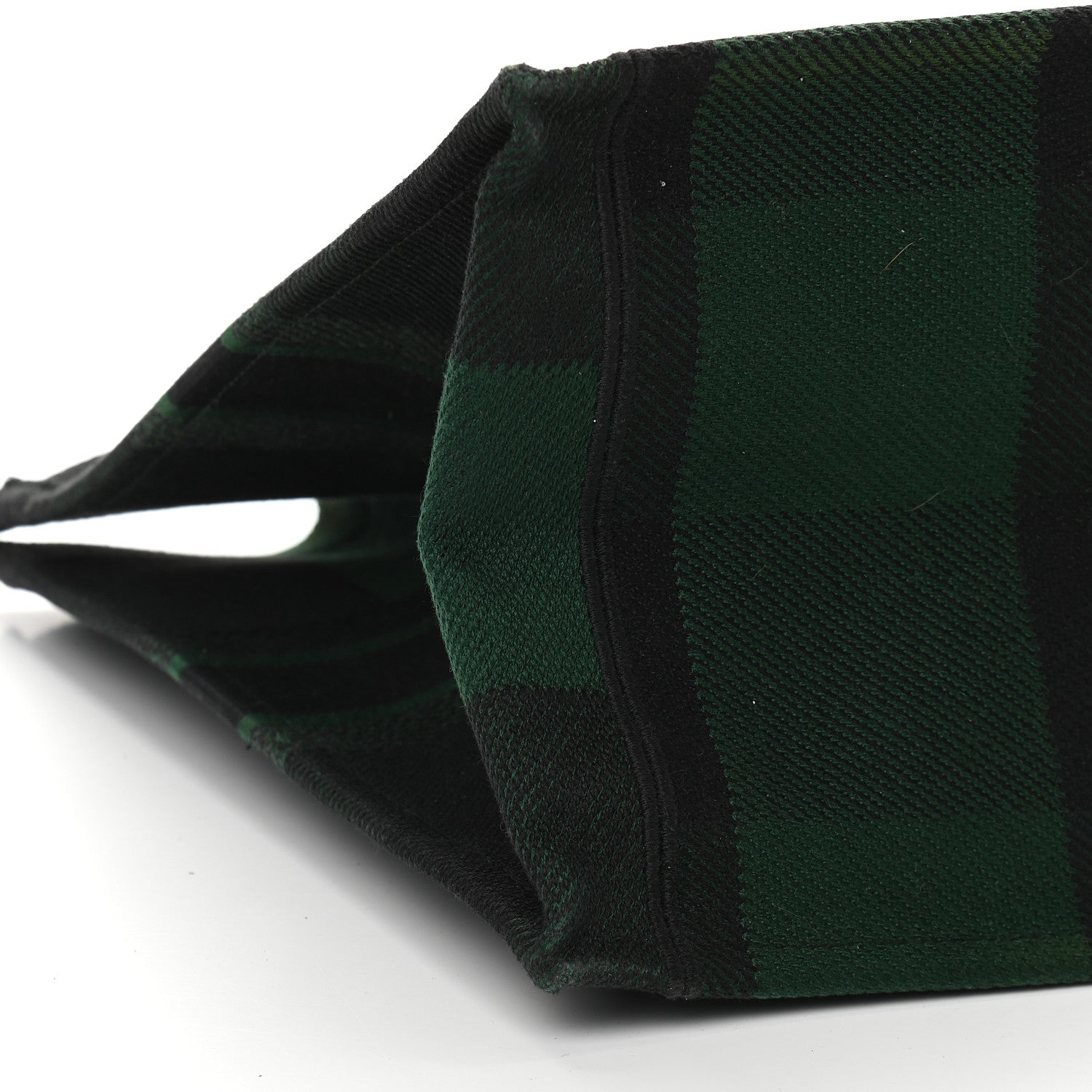 Christian Dior Canvas Embroidered Checkered Book Tote Black Green 8 of 11