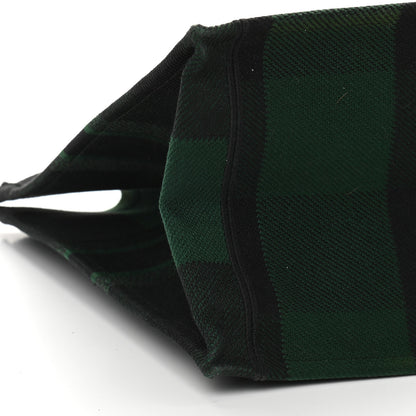 Christian Dior Canvas Embroidered Checkered Book Tote Black Green 8 of 11