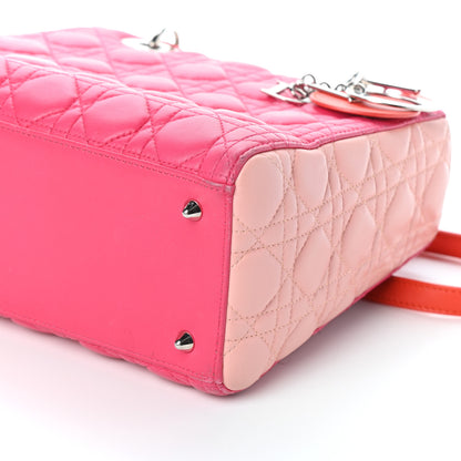 Christian Dior Lambskin Cannage Tri-Color Medium Lady Dior Orange Riviera Fuchsia Cosmopolitan Lipstick Natural 9 of 9
