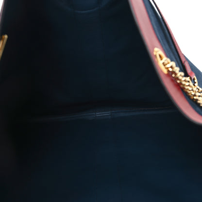 Gucci Suede Calfskin Large Rajah Chain Tote New Blue Romantic Cherry 6 of 13