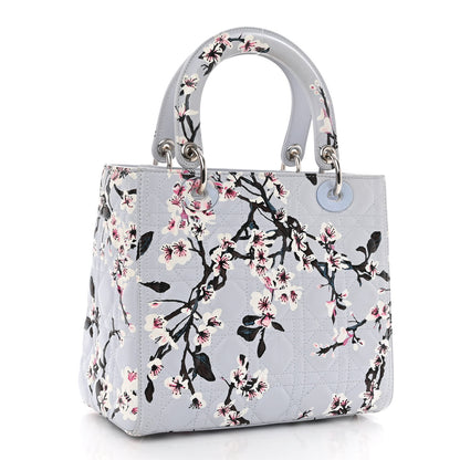Christian Dior Lambskin Cannage Floral Printed Medium Lady Dior Light Blue 3 of 10
