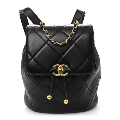 Chanel Lambskin Quilted Logo Mini Backpack Black 1 of 10