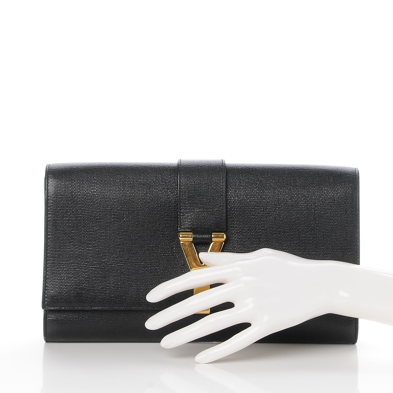 Saint Laurent Textured Calfskin Y Ligne Clutch Black 2 of 7
