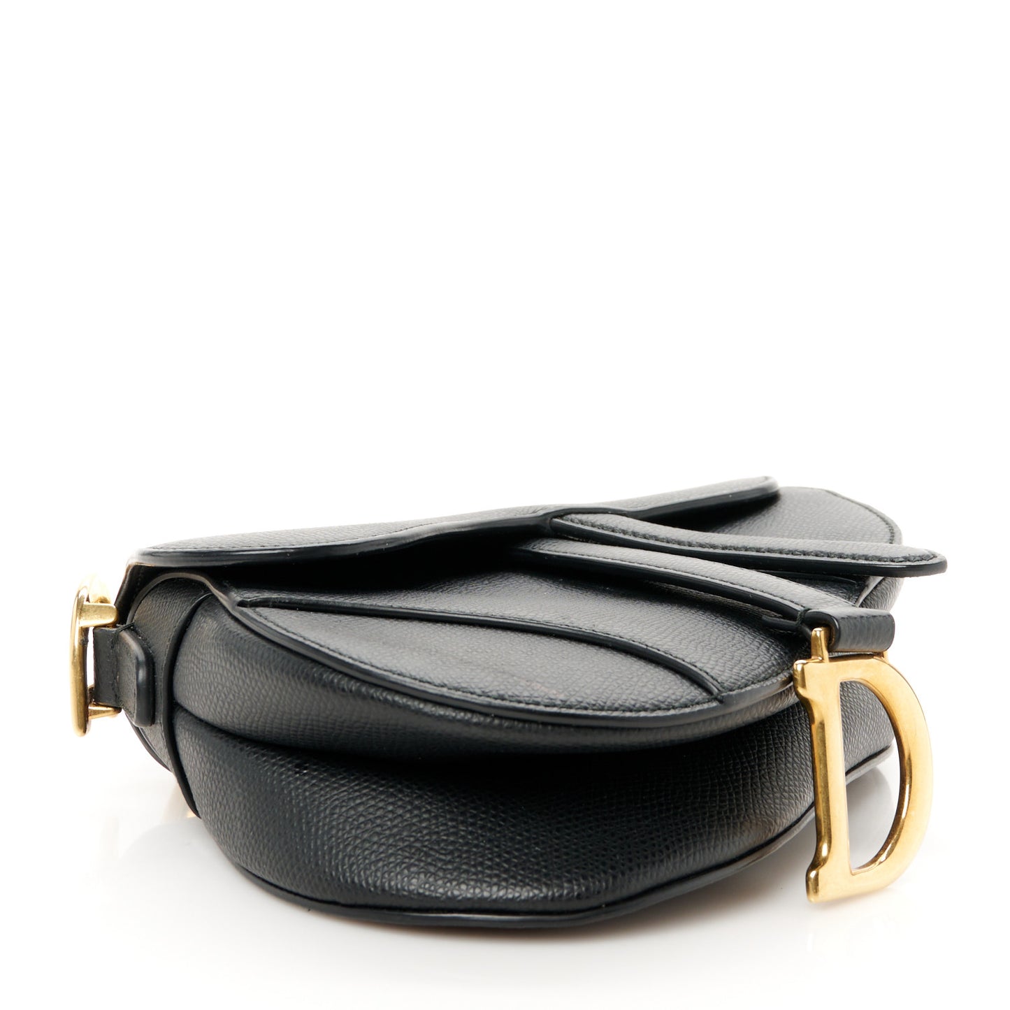 Grained Calfskin Mini Saddle Bag Black