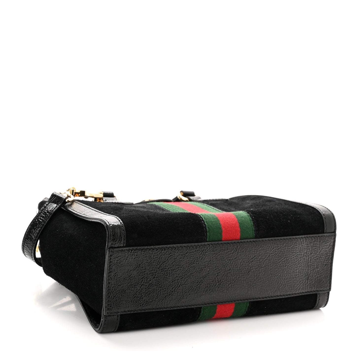Suede Patent GG Web Small Ophidia Tote Bag Black