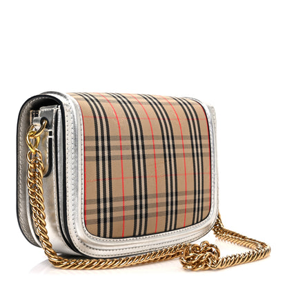 Burberry Smooth Calfskin 1983 Knight Check Link Shoulder Bag Silver 3 of 10