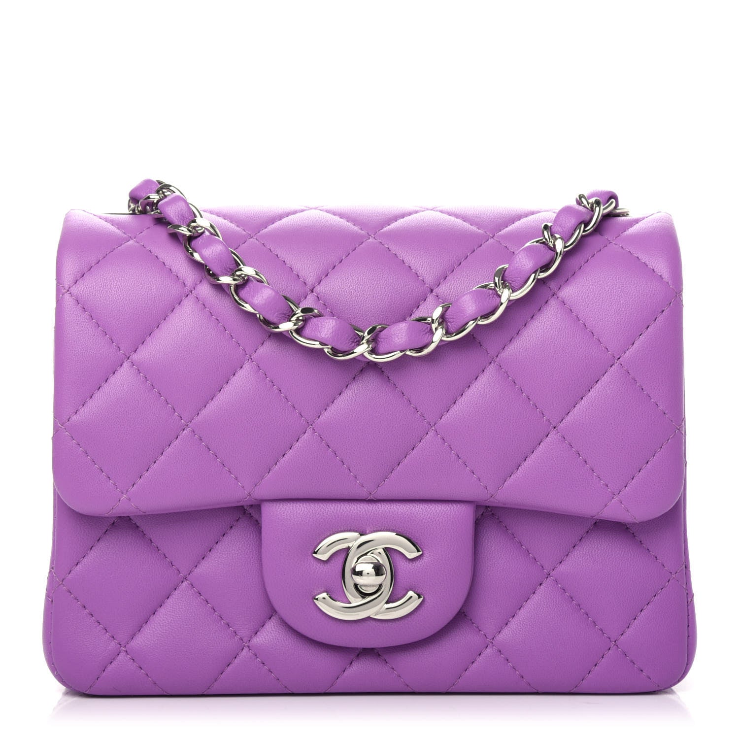 Chanel Lambskin Quilted Mini Square Flap Purple 1 of 10
