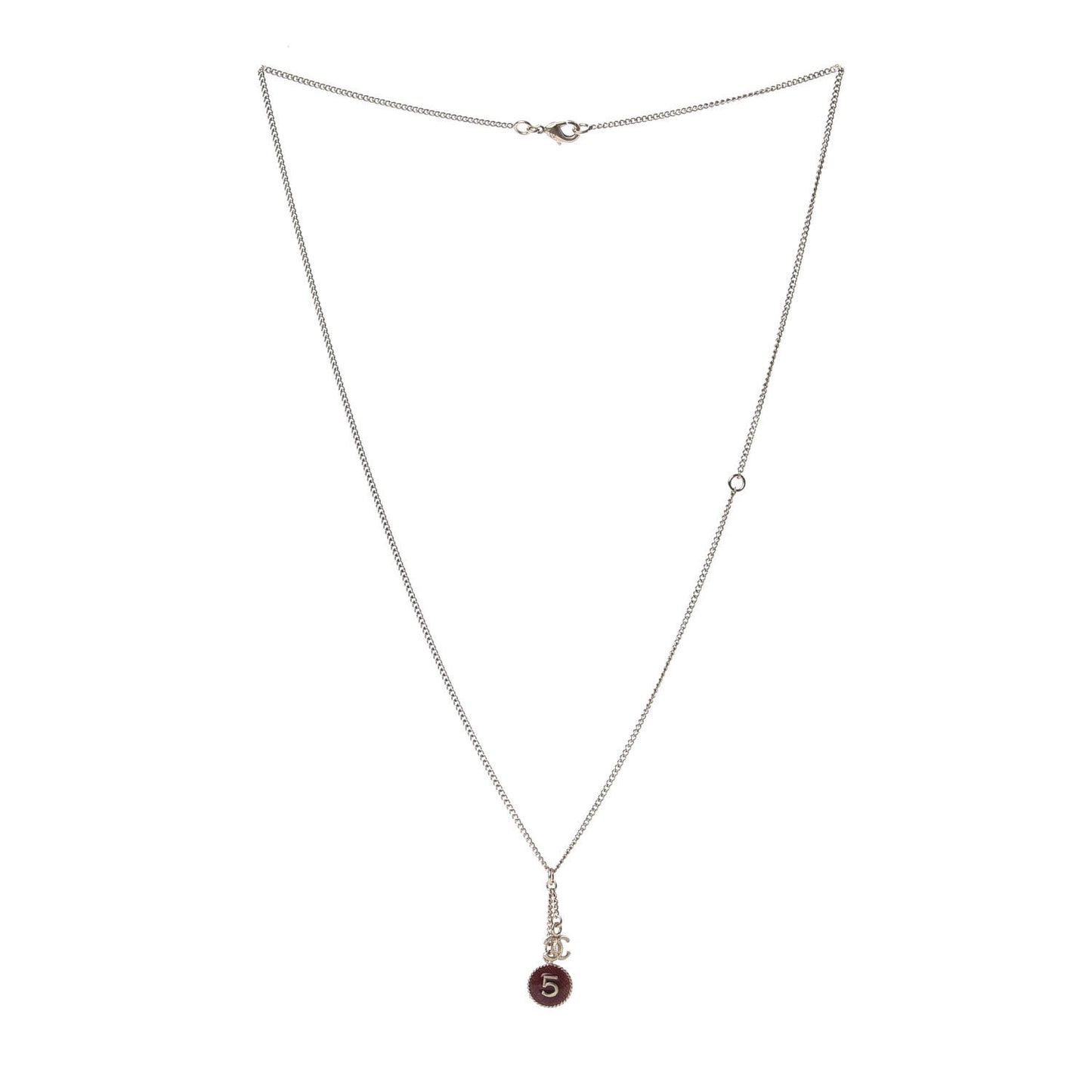 Enamel 5 CC Charm Necklace Gold Dark Red
