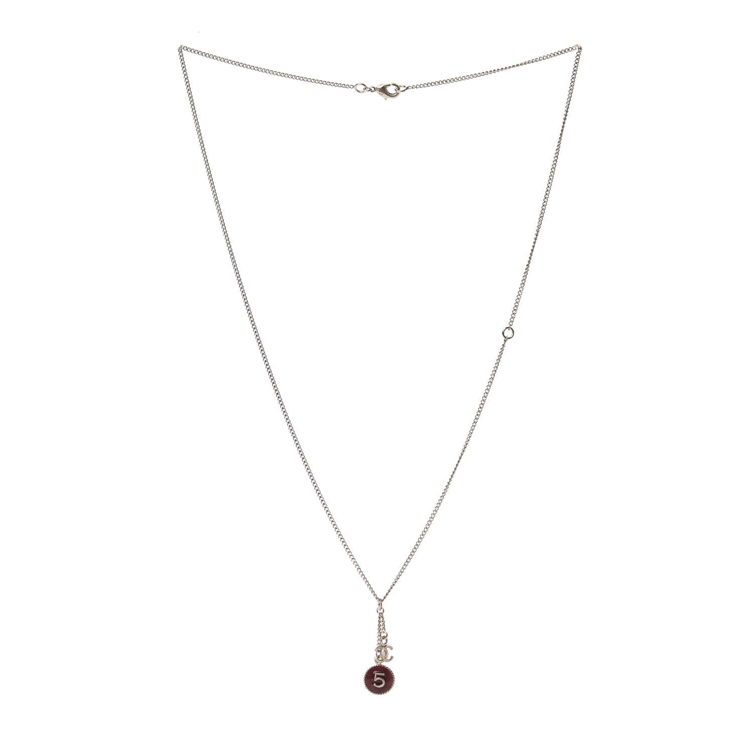 Chanel Enamel 5 CC Charm Necklace Gold Dark Red 2 of 4