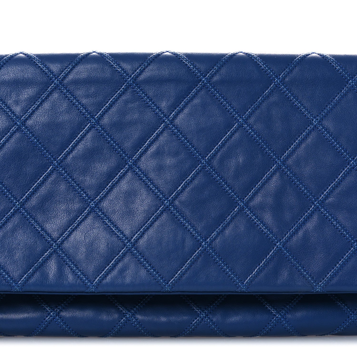 Chanel Calfskin Stitched Thin City Clutch Blue 5 of 16