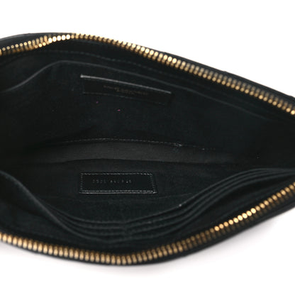 Saint Laurent Lambskin Matelasse Chevron Monogram A5 Wristlet Black 5 of 11