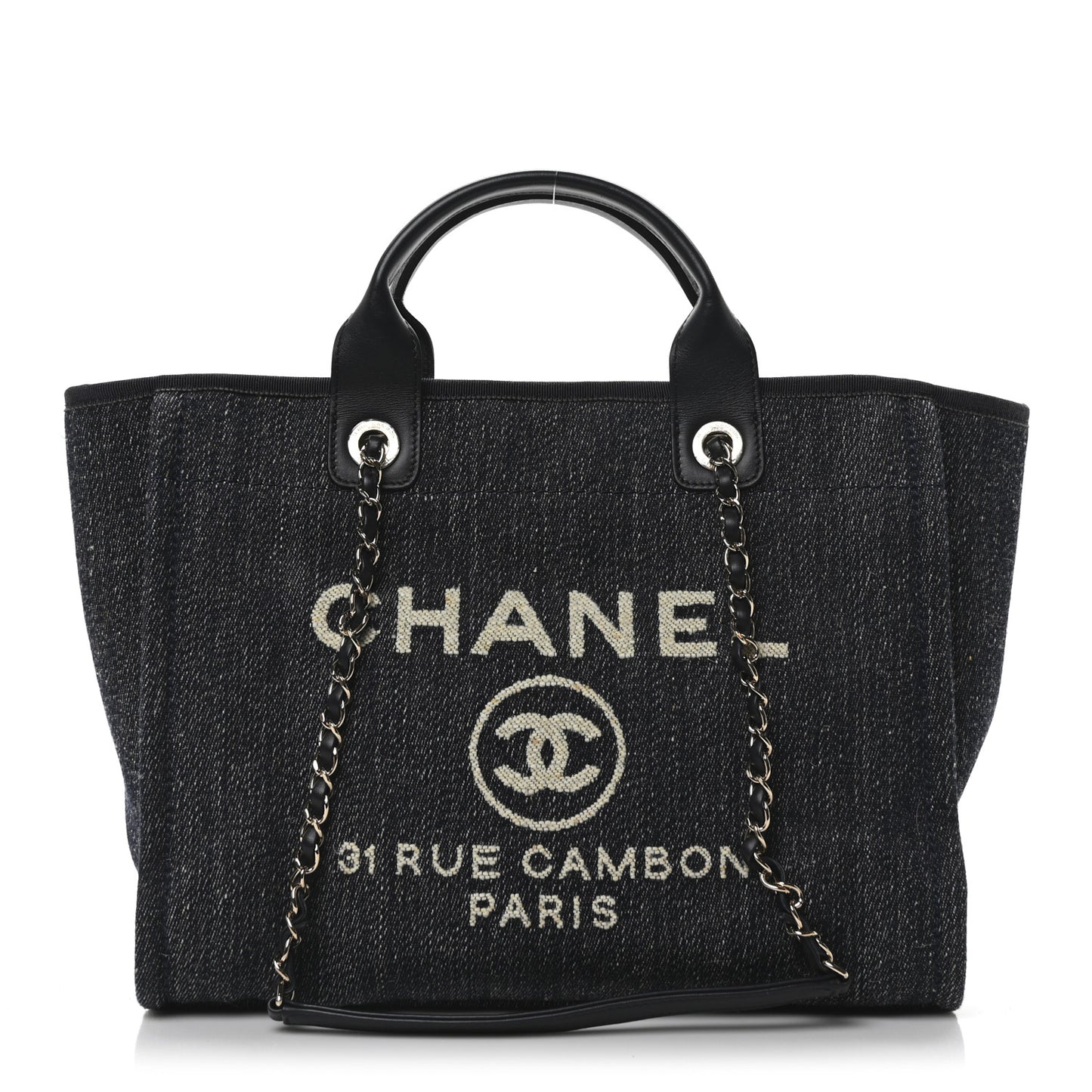 Mixed Fibers Calfskin Small Deauville Tote Blue