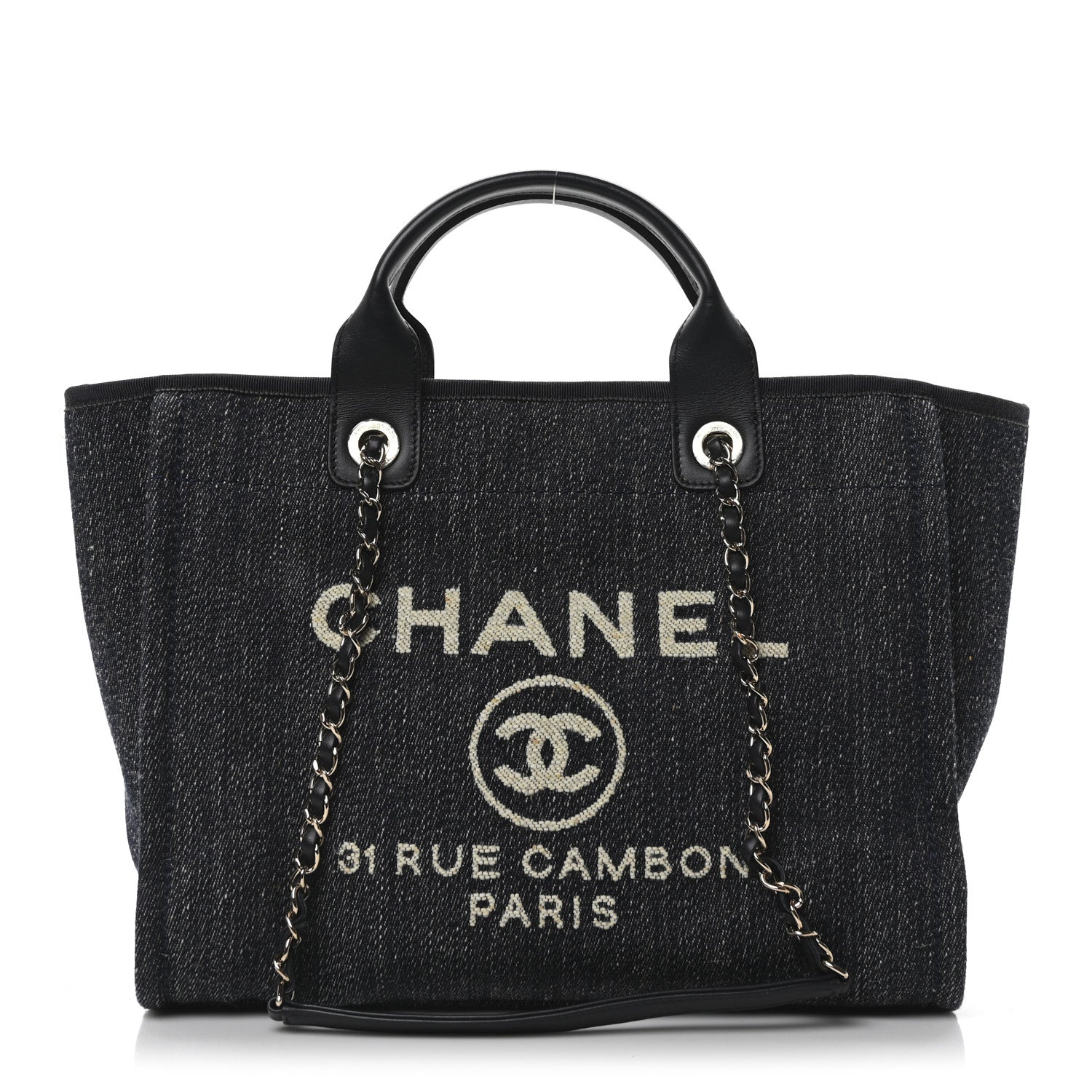 Chanel Mixed Fibers Calfskin Small Deauville Tote Blue 1 of 11