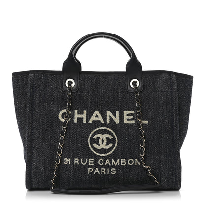 Chanel Mixed Fibers Calfskin Small Deauville Tote Blue 1 of 11